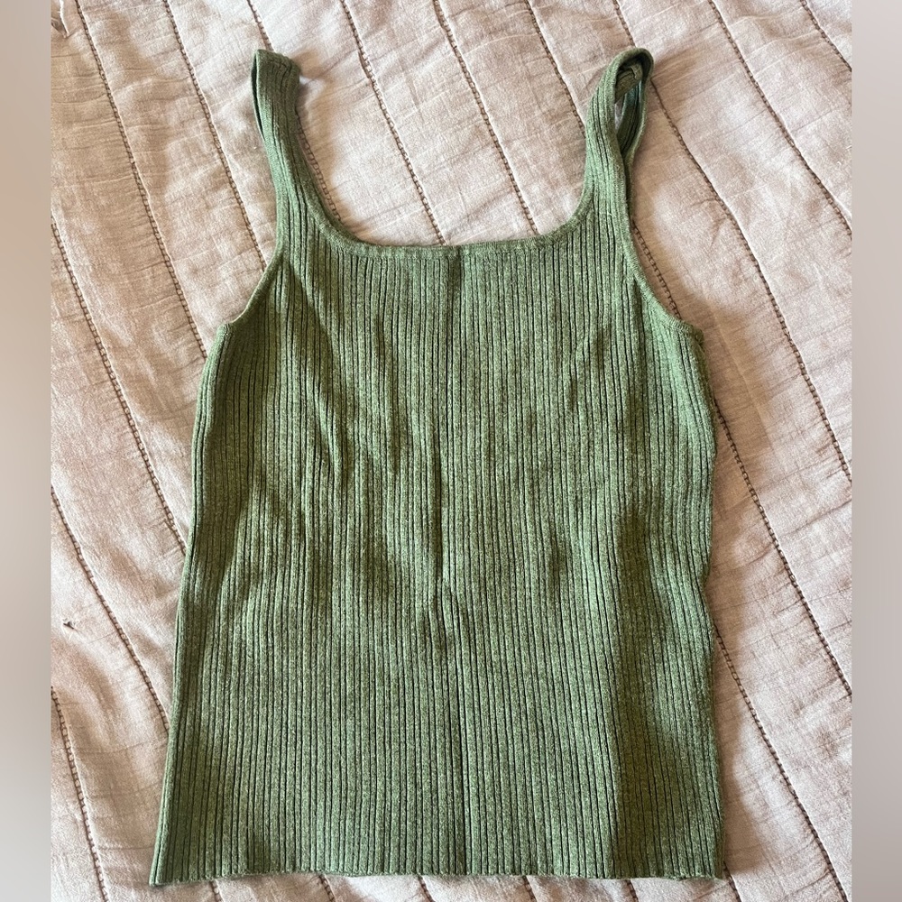 Marine layer ribbed tank top- dark green